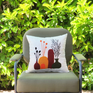 Minimal Vazo ve Çiçek Desenli 43x43 Punch Kırlent Kılıfı – 10’lu Paket